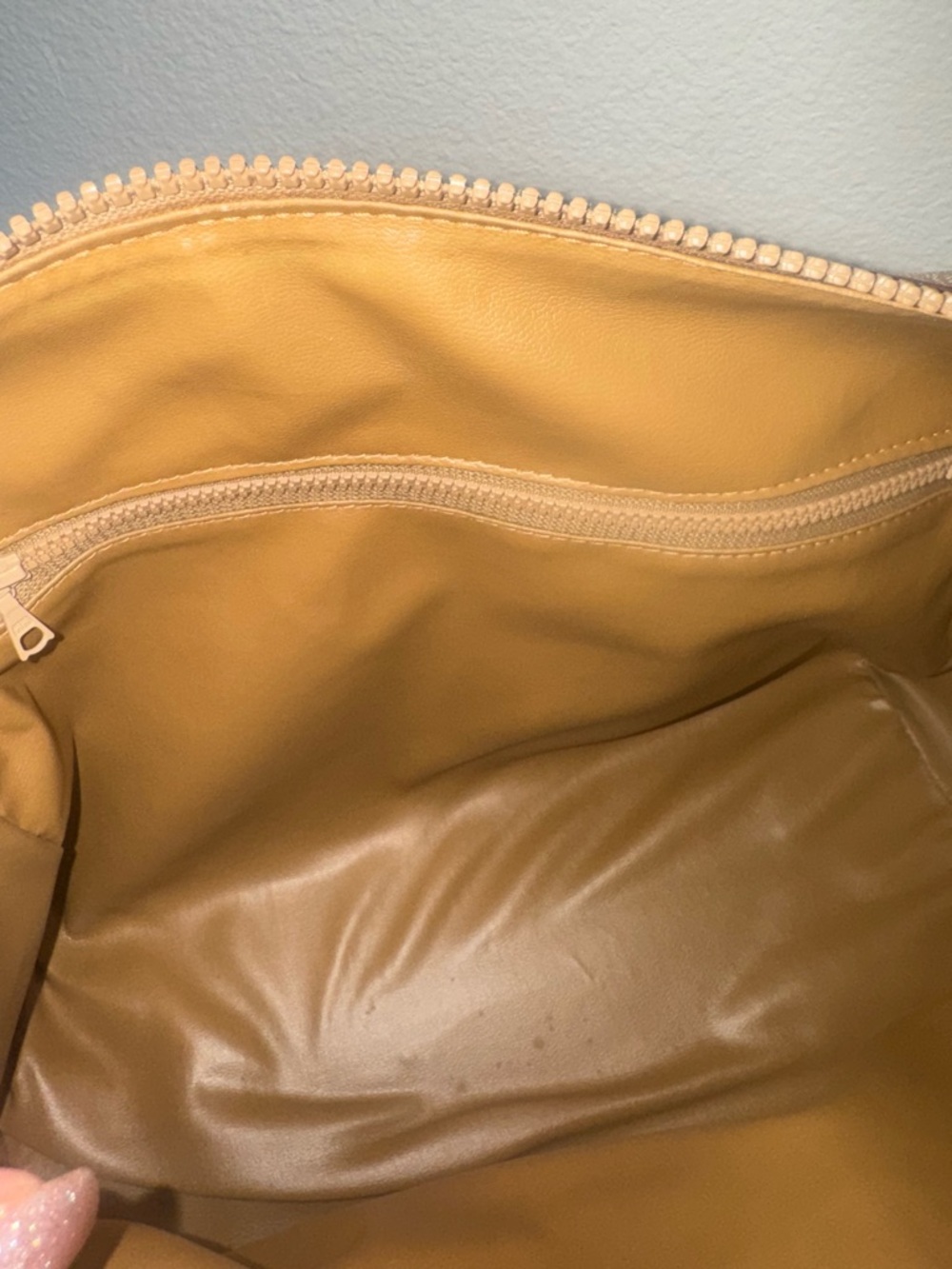 Celine Beige Monogram Macadam Boston Bag with Tan Leather Trim - Picture 13 of 16